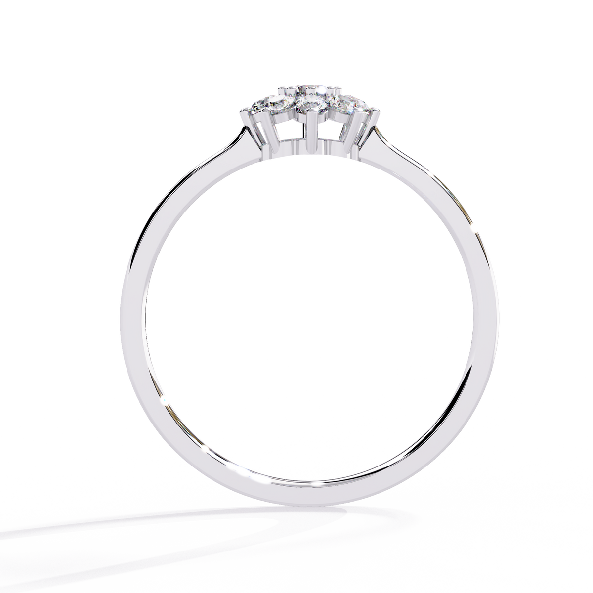 White Gold Round Diamond Floral Cluster Ring