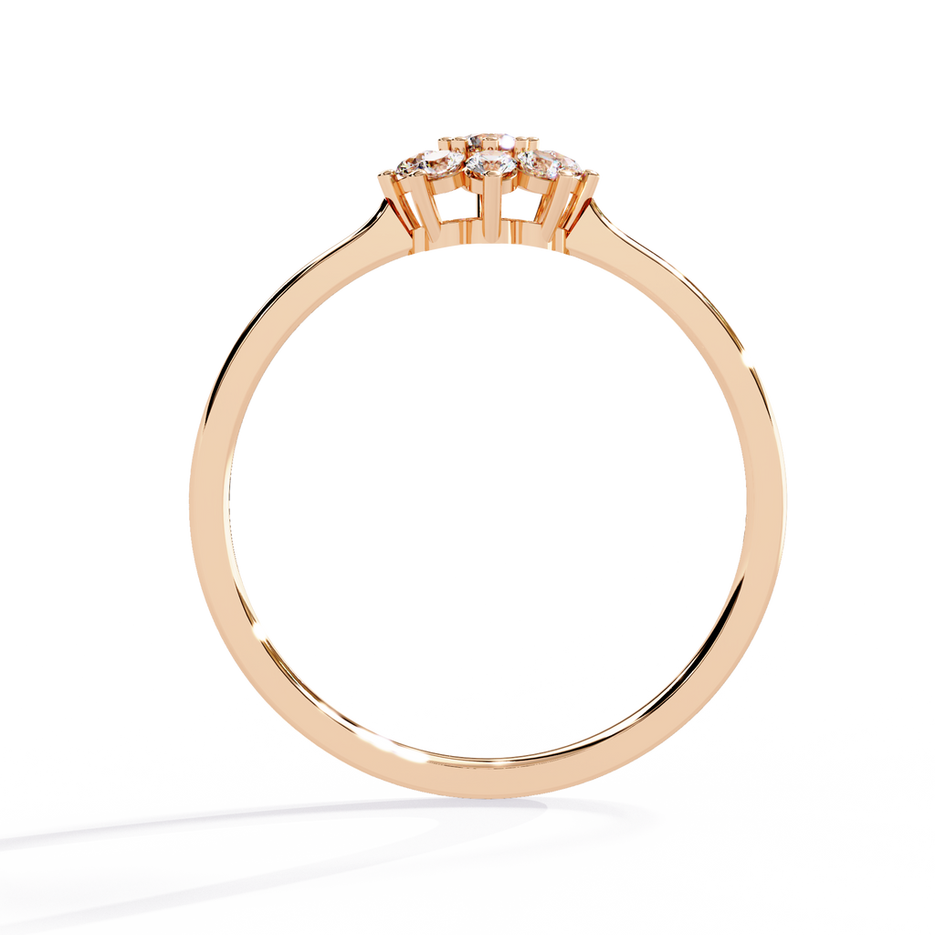 Gold Round Diamond Floral Cluster Ring