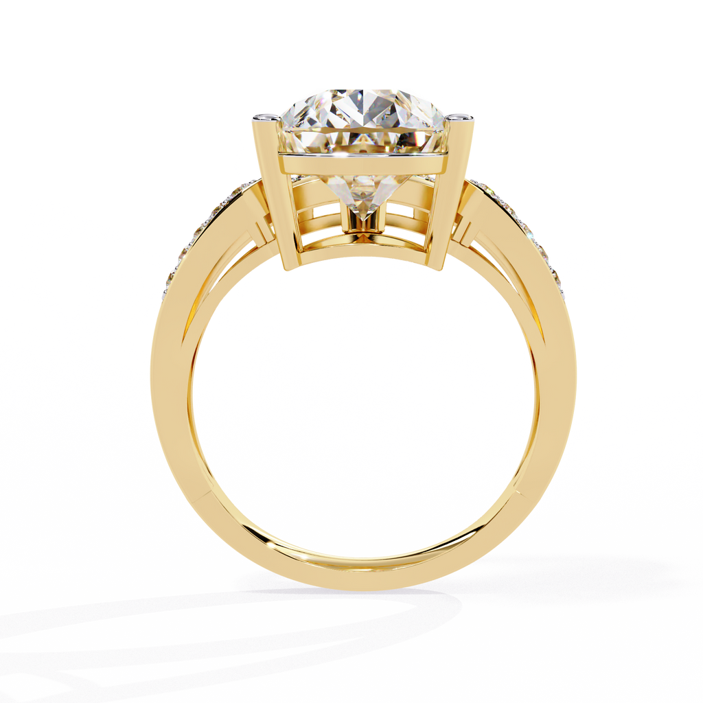 Gold Pear Diamond East-West Crossover Ring