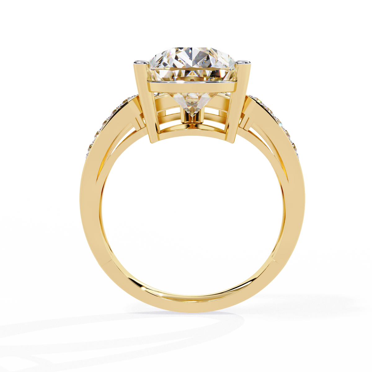 Gold Pear Diamond East-West Crossover Ring