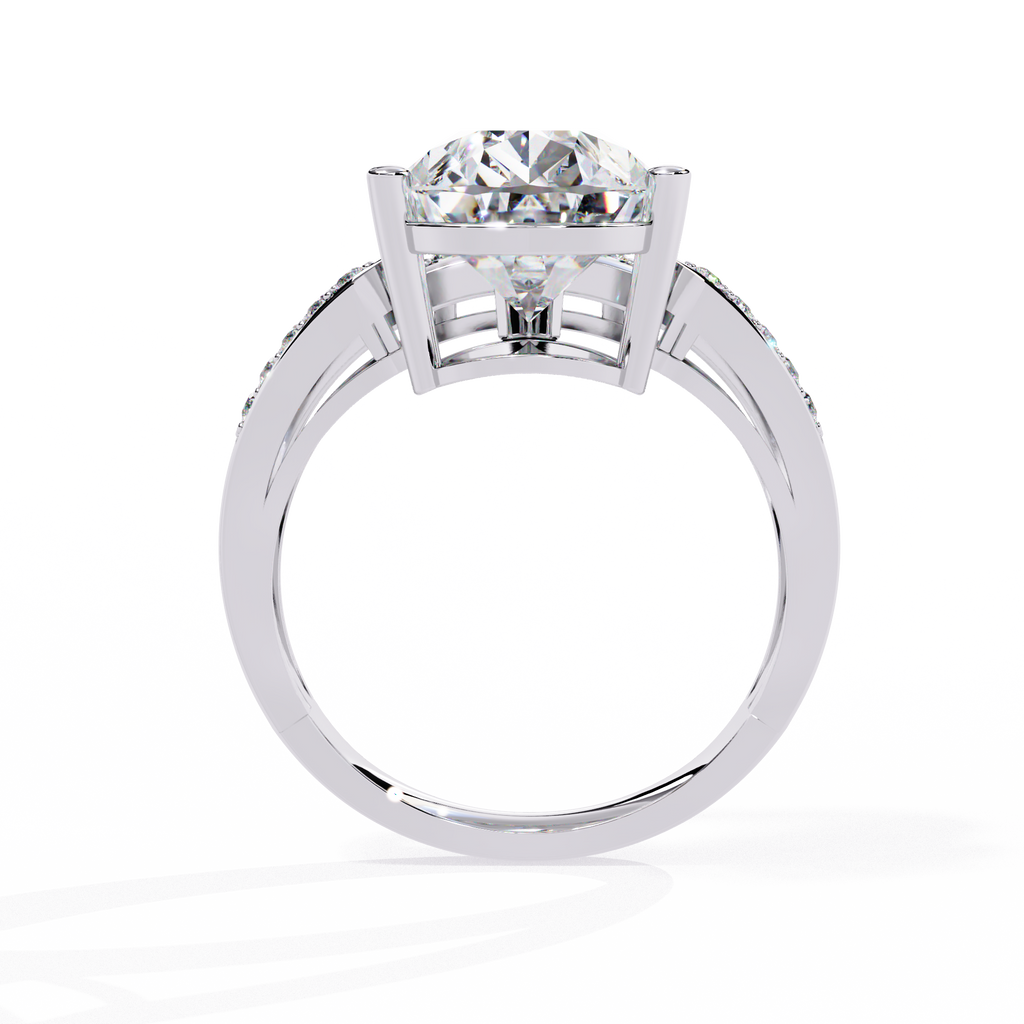White Gold Pear Cut Diamond Crossover Pavé Ring