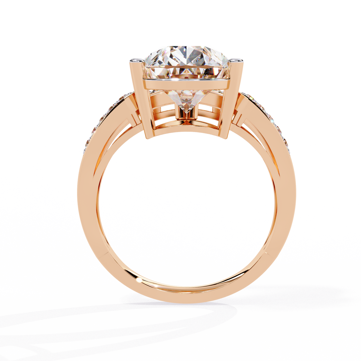 Gold Pear Diamond East-West Crossover Ring
