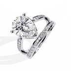 White Gold Pear Cut Diamond Crossover Pavé Ring