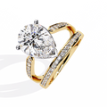 Gold Pear Diamond East-West Crossover Ring