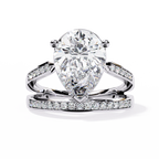 Gold Pear Diamond East-West Crossover Ring