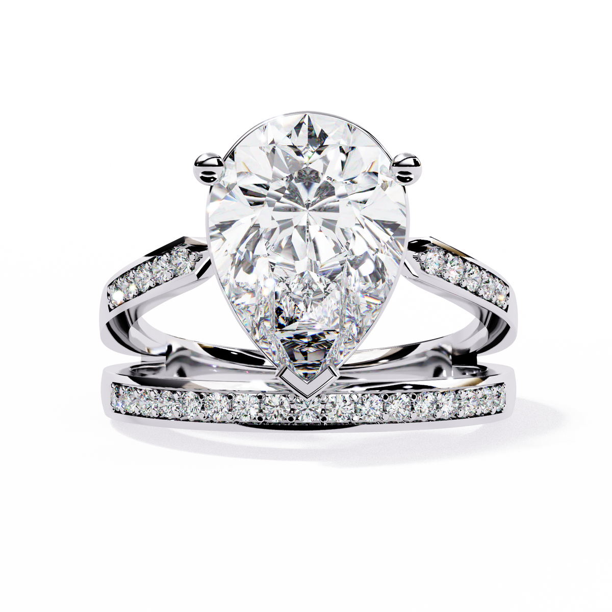 Gold Pear Diamond East-West Crossover Ring