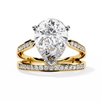 Gold Pear Diamond East-West Crossover Ring