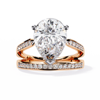 Gold Pear Diamond East-West Crossover Ring