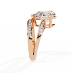 Gold Pear Diamond East-West Crossover Ring