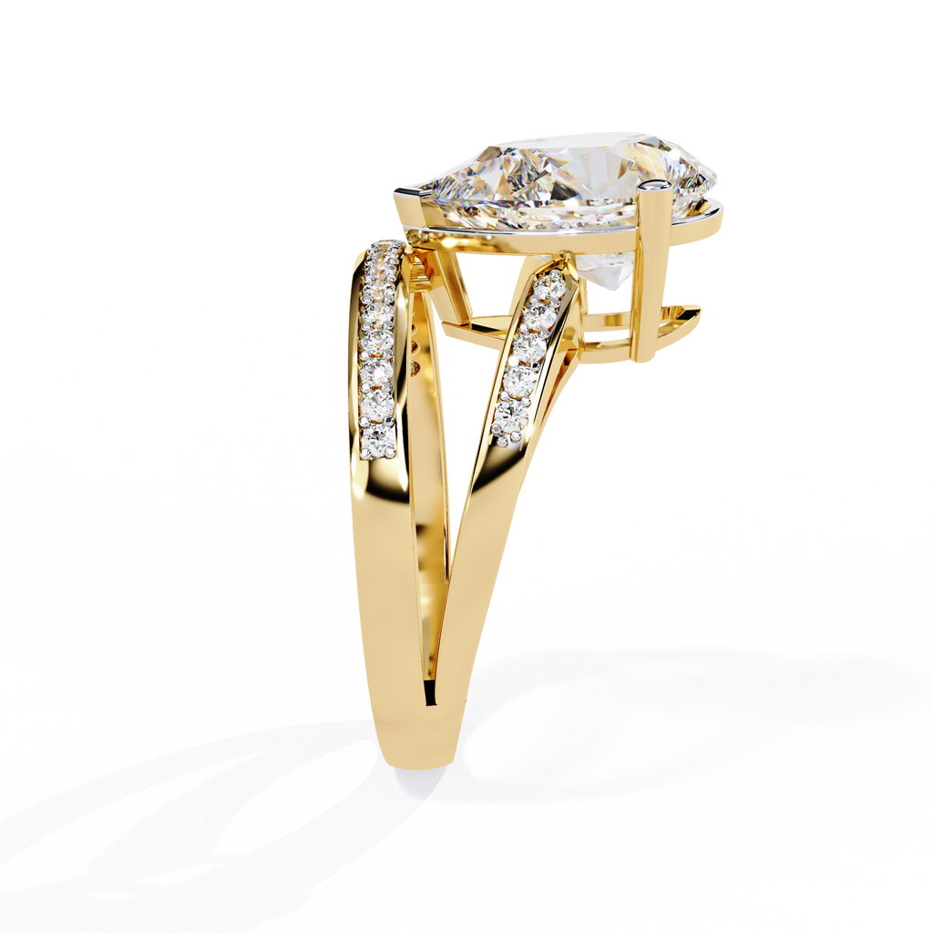 Gold Pear Diamond East-West Crossover Ring