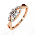 Rose Gold Round Diamond Marquise Vine Twist Ring