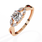 Rose Gold Round Diamond Marquise Vine Twist Ring