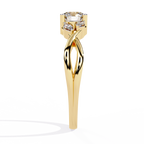 Yellow Gold Round Diamond Marquise Vine Twist Ring