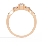 Gold Round Diamond Solitaire Ring with Marquise Leaf Vine Shank