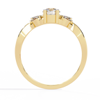 Gold Round Diamond Solitaire Ring with Marquise Leaf Vine Shank