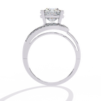 Gold Round Diamond Solitaire Ring with Diamond Bypass Shank