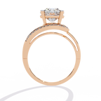Gold Round Diamond Solitaire Ring with Diamond Bypass Shank