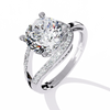 Oval-shaped Diamond with Curvy Halo Band Ring