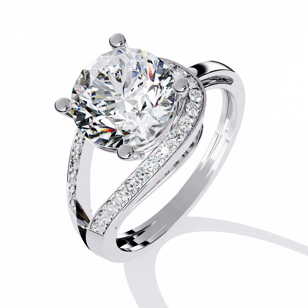 Oval-shaped Diamond with Curvy Halo Band Ring