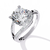 White Gold Round Solitaire Bypass Pavé Shoulder Ring