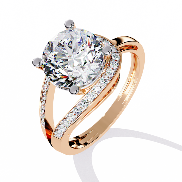 Oval-shaped Diamond with Curvy Halo Band Ring