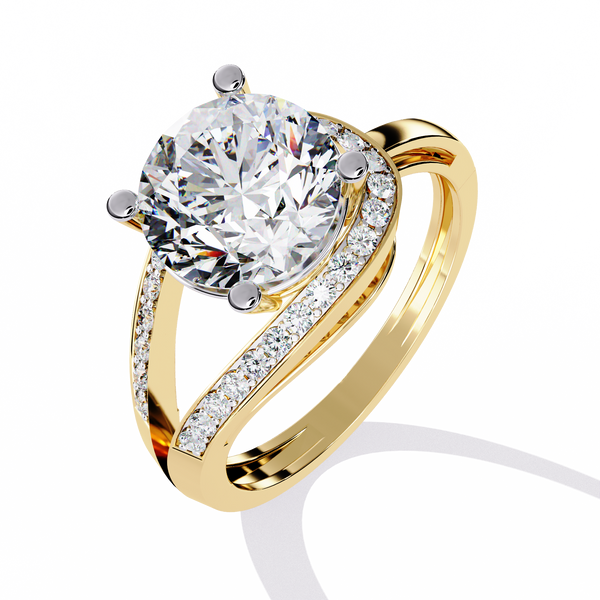 Gold Split Shank Round Brilliant Diamond Engagement Ring