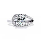 Gold Round Diamond Solitaire Ring with Diamond Bypass Shank