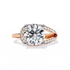 Gold Round Diamond Solitaire Ring with Diamond Bypass Shank