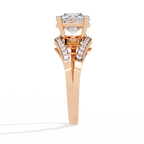 Gold Round Diamond Solitaire Ring with Diamond Bypass Shank