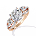 Rose Gold Round Three-Stone Swirl Pavé Ring
