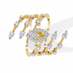 Yellow Gold Marquise & Multi-Diamond Five-Row Statement Ring
