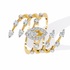 Gold Marquise & Multi-Diamond Five-Row Statement Ring