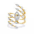 Yellow Gold Marquise & Multi-Diamond Five-Row Statement Ring