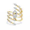 Gold Marquise & Multi-Diamond Five-Row Statement Ring