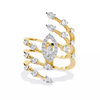 Yellow Gold Marquise & Multi-Diamond Five-Row Statement Ring