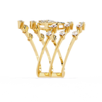 Yellow Gold Marquise & Multi-Diamond Five-Row Statement Ring