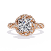 Rose Gold Round Brilliant Diamond Swirl Halo Engagement Ring