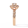Rose Gold Round Brilliant Diamond Swirl Halo Engagement Ring
