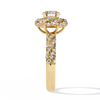 Gold Round Brilliant Diamond Swirl Halo Engagement Ring