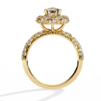 Yellow Gold Round Brilliant Diamond Swirl Halo Engagement Ring