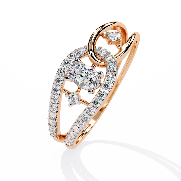 Rose Gold Oval Cut Diamond Swirl Constellation Ring