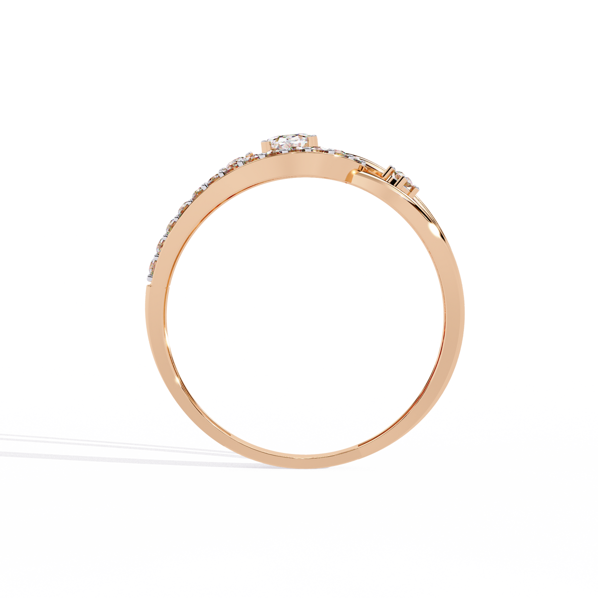 Rose Gold Oval Cut Diamond Swirl Constellation Ring