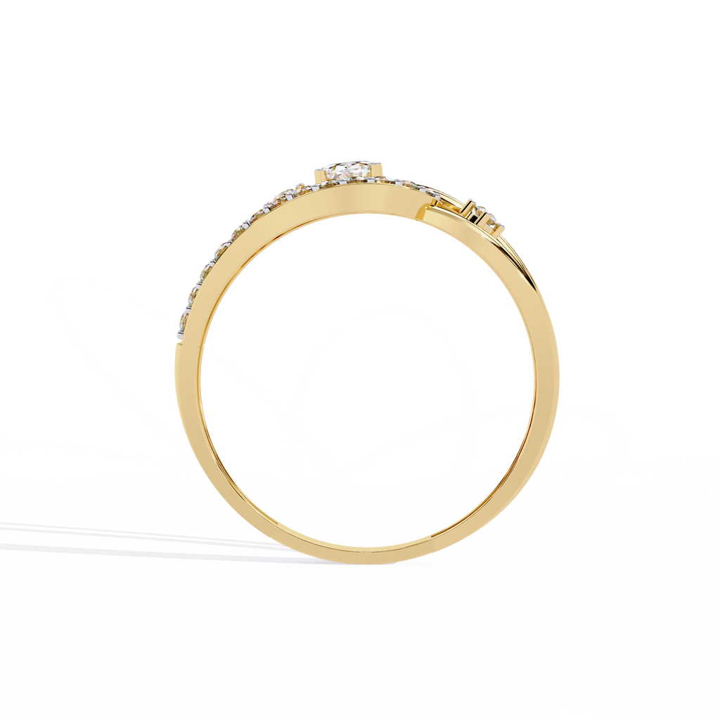 Yellow Gold Oval Cut Diamond Swirl Constellation Ring