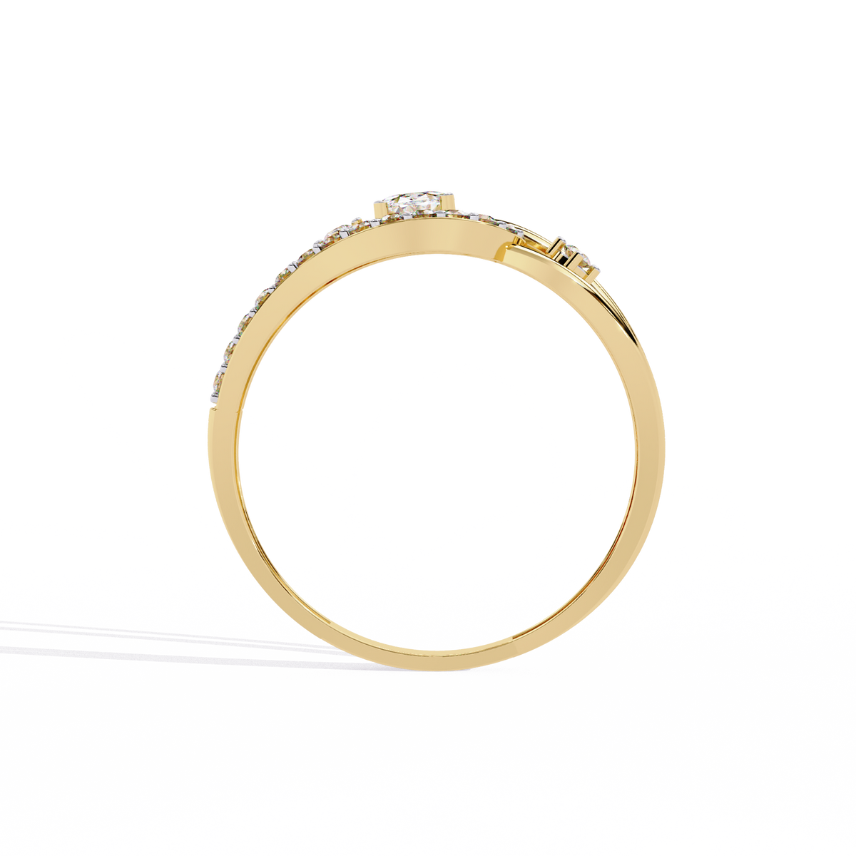 Yellow Gold Oval Cut Diamond Swirl Constellation Ring