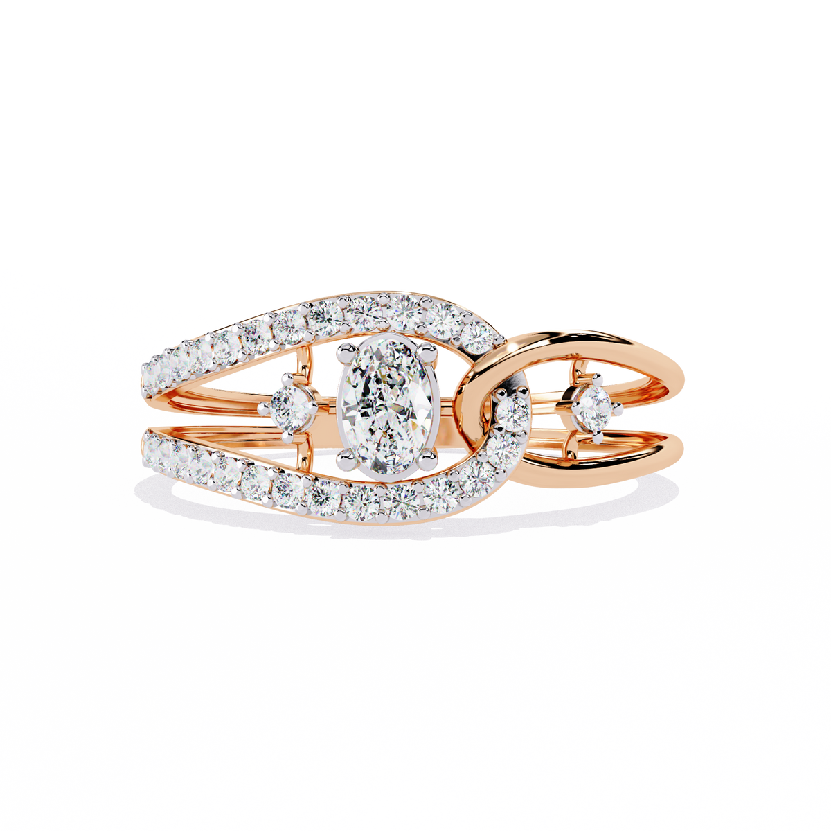 Rose Gold Oval Cut Diamond Swirl Constellation Ring