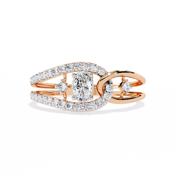 Rose Gold Oval Cut Diamond Swirl Constellation Ring
