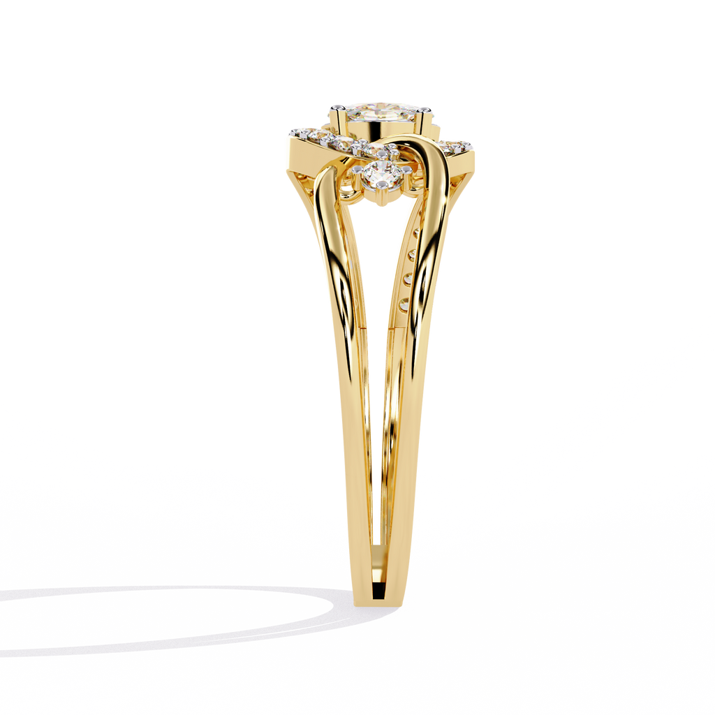Yellow Gold Oval Cut Diamond Swirl Constellation Ring