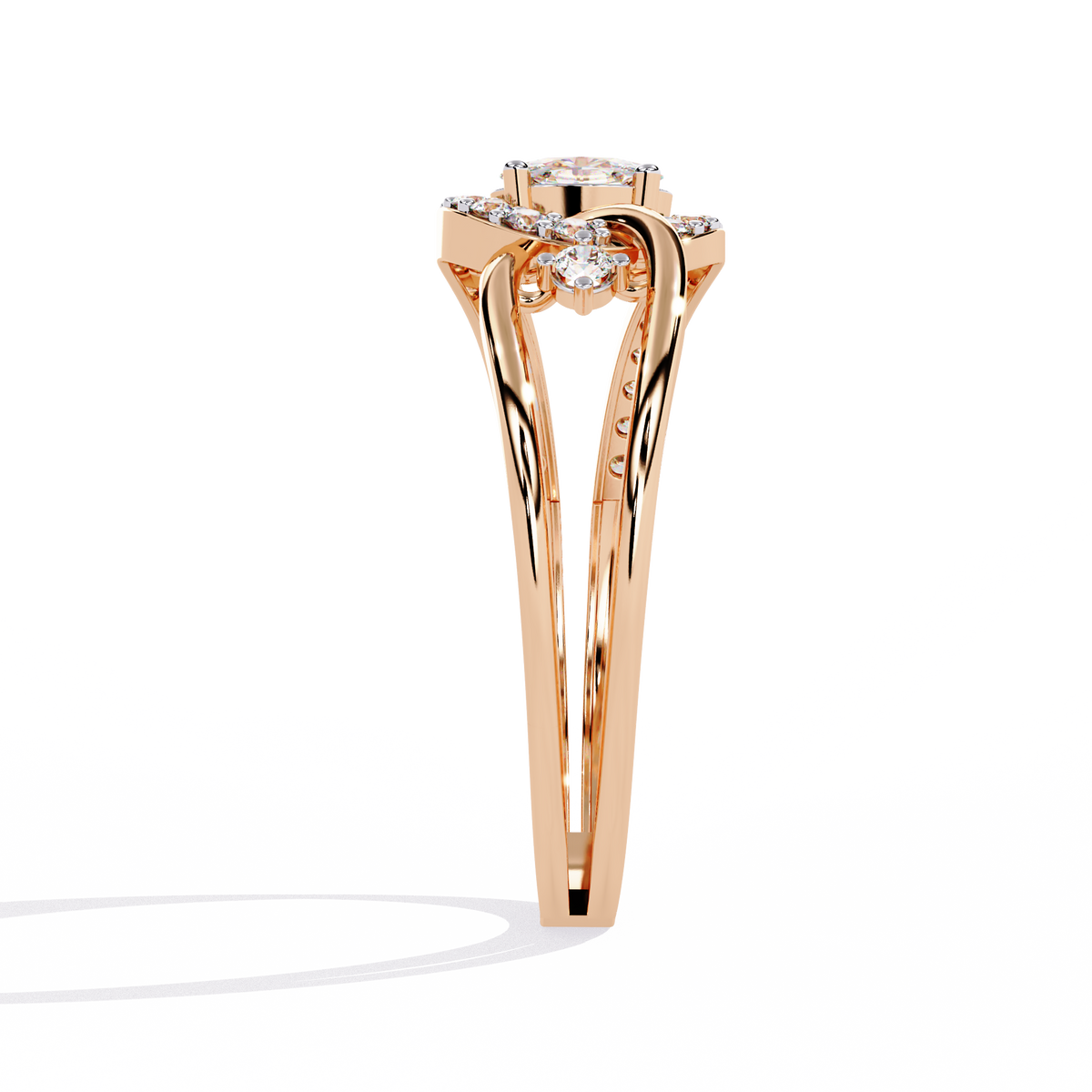 Rose Gold Oval Cut Diamond Swirl Constellation Ring