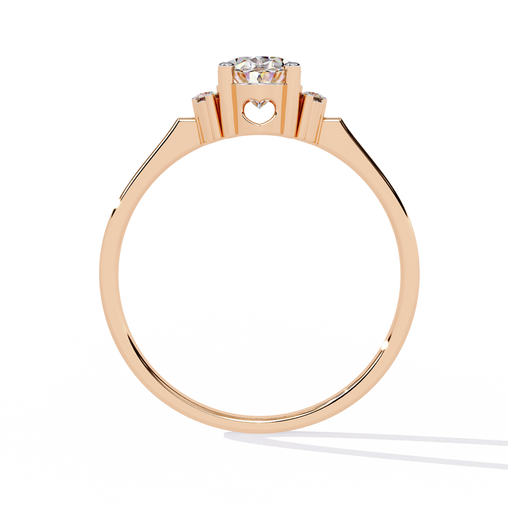 Rose Gold Oval Cut Diamond Partial Halo Engagement Ring