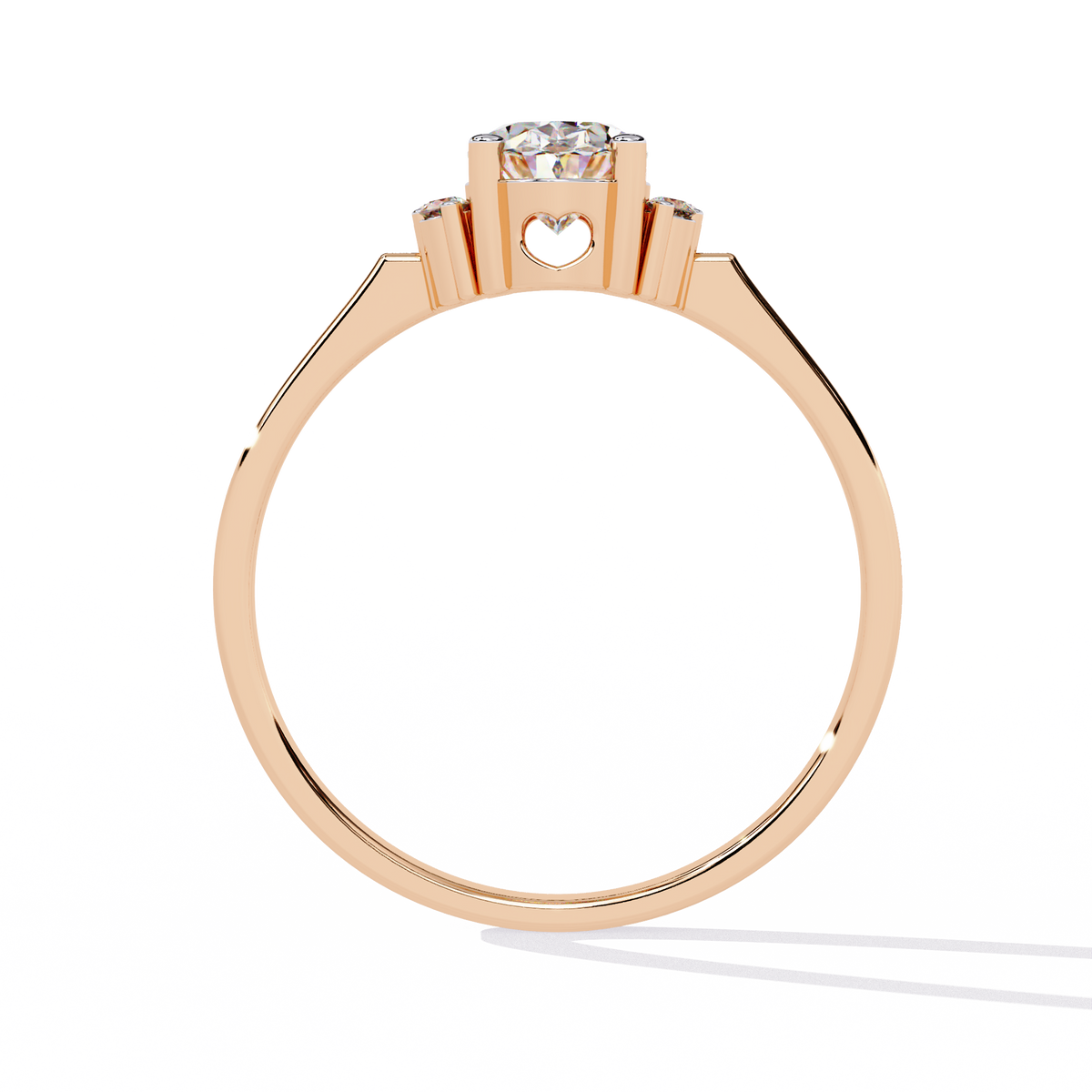 Rose Gold Oval Cut Diamond Partial Halo Engagement Ring